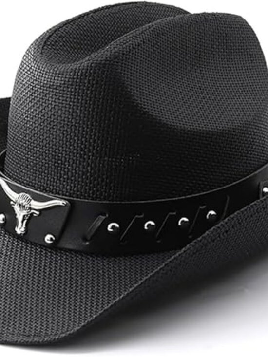 Cattleman Straw Cowboy Black Hat
